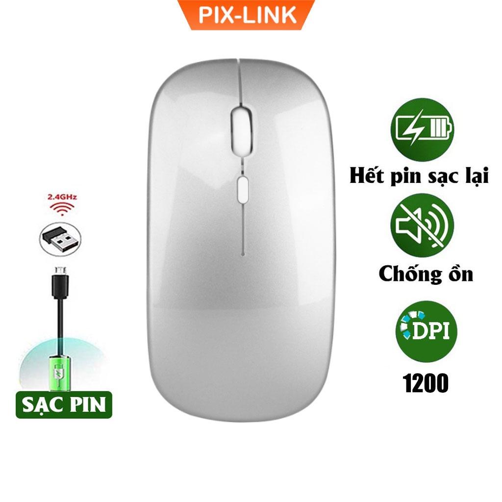 Chuột Không Dây Sạc Pin 2.4GHz PIX-LINK P1 Siêu Mỏng Không Gây Tiếng Ồn Sạc 1 Lần Dùng 1 Tuần Cho Laptop Macbook PC Tivi - Hàng Chính Hãng