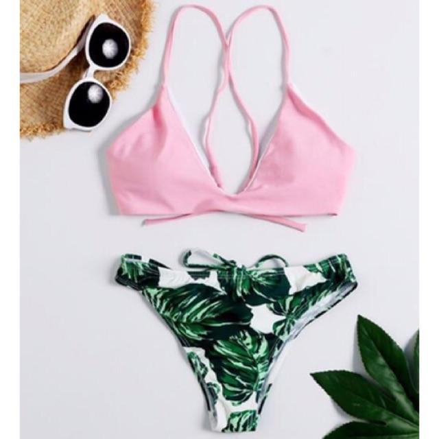 Bikini 2 mảnh quần lá phối áo màu siêu xinh