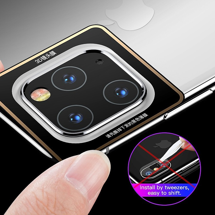 Đen - Bộ miếng dán kính cường lực &amp; khung viền bảo vệ Camera cho iPhone 11 Pro / 11 Pro Max hiệu Coteetci (độ cứng 9H, chống trầy, chống chụi &amp; vân tay, bảo vệ toàn diện) - Hàng nhập khẩu