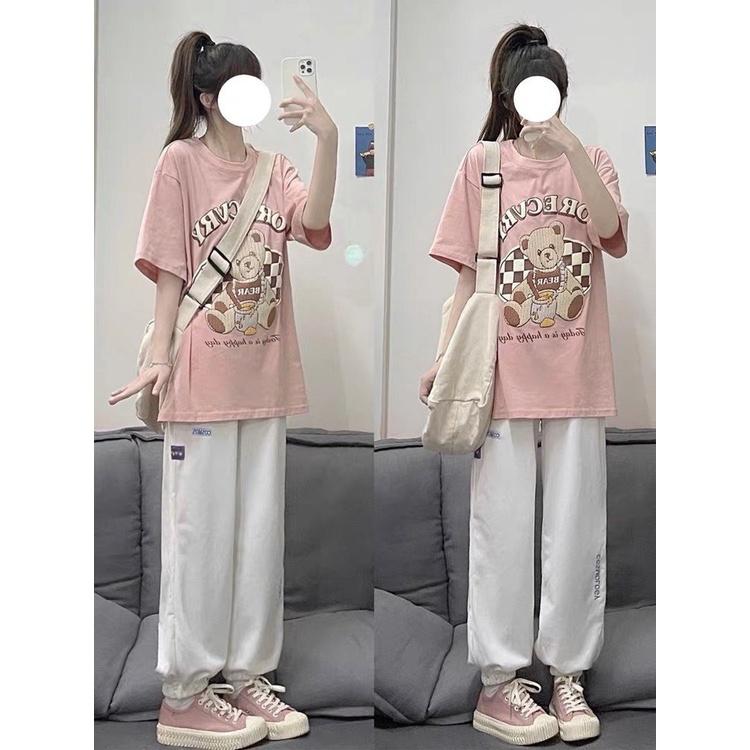 Đồ bộ mặc nhà nữ quần jogger bigsize mùa hè thun cotton dễ thương cute