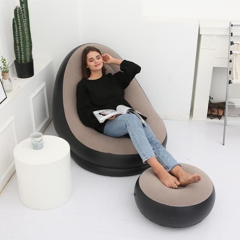 Ghế Hơi Tựa Lưng, Ghế Đệm Hơi Nội Thất Phòng Khách Cao Cấp, Kèm Bơm Điện 2 Chiều Ghế Lười Bơm Hơi Loại Cao Cấp Êm Ái
