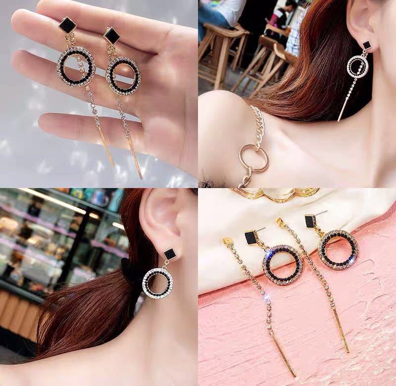 Khuyên tai hai kiểu đeo sợi vòng
