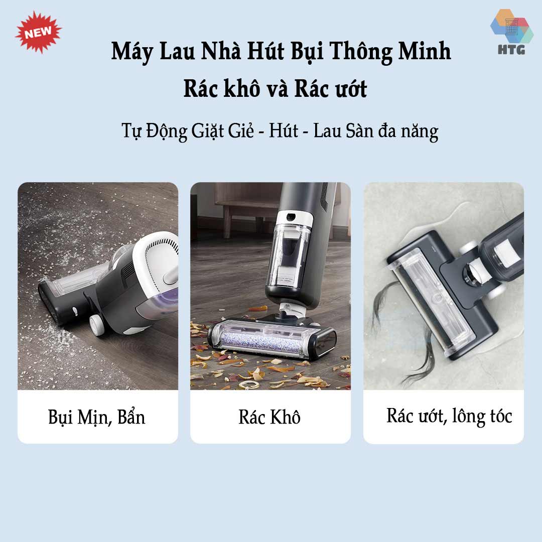 Máy hút bụi lau sàn nhà Sawadaki FG3616 khô và ướt, tự động giặt giẻ, pin rời 5000mAh, hàng chính hãng