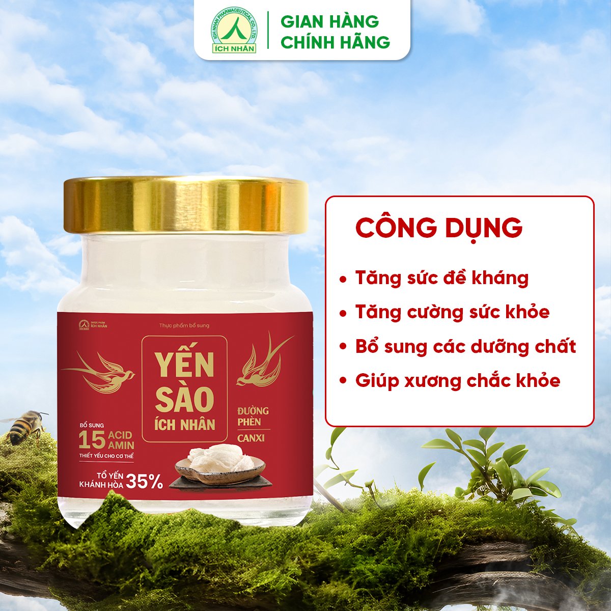 Yến Sào Ích Nhân Đường Phèn Canxi Lọ 70ml bồi bổ sức khỏe, giúp xương chắc khỏe, tăng cường miễn dịch