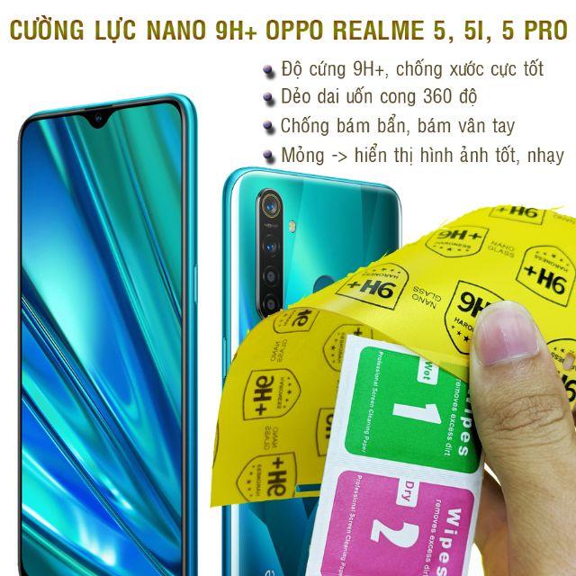 Dán cường lực dẻo nano dành cho  Realme 5, 5I, 5 Pro