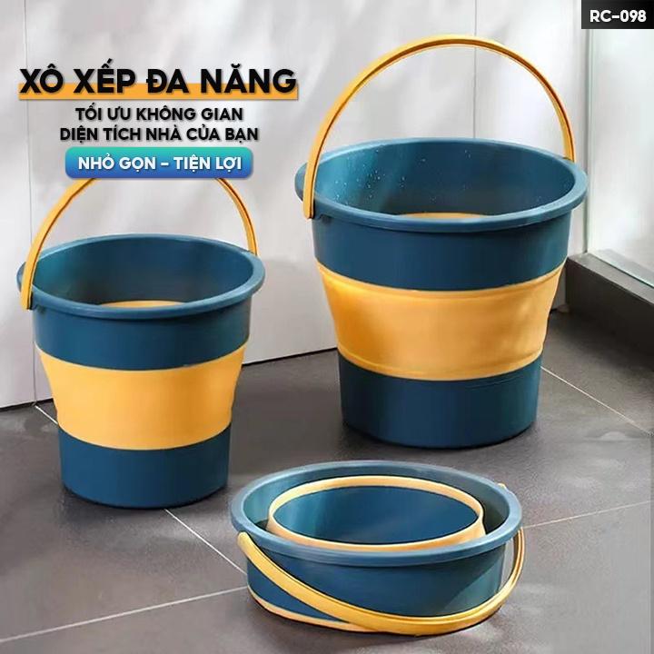 Xô Nước Xếp Gọn Có Quai Xách Đa Năng Dung Tích 10 Lít Xô Gia Dụng Tiện Tích Thông Minh Nhiều Màu RC-098