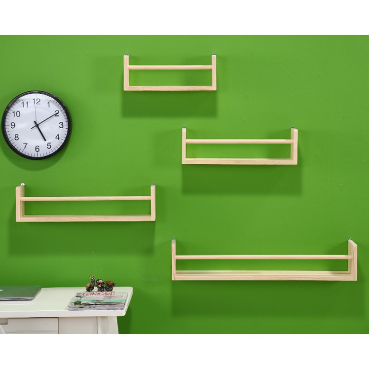 Kệ đựng đồ lưu niệm cây cảnh mini gia vị , giá sách treo tường trang trí gỗ thông tự nhiên kích thước 50x12x10