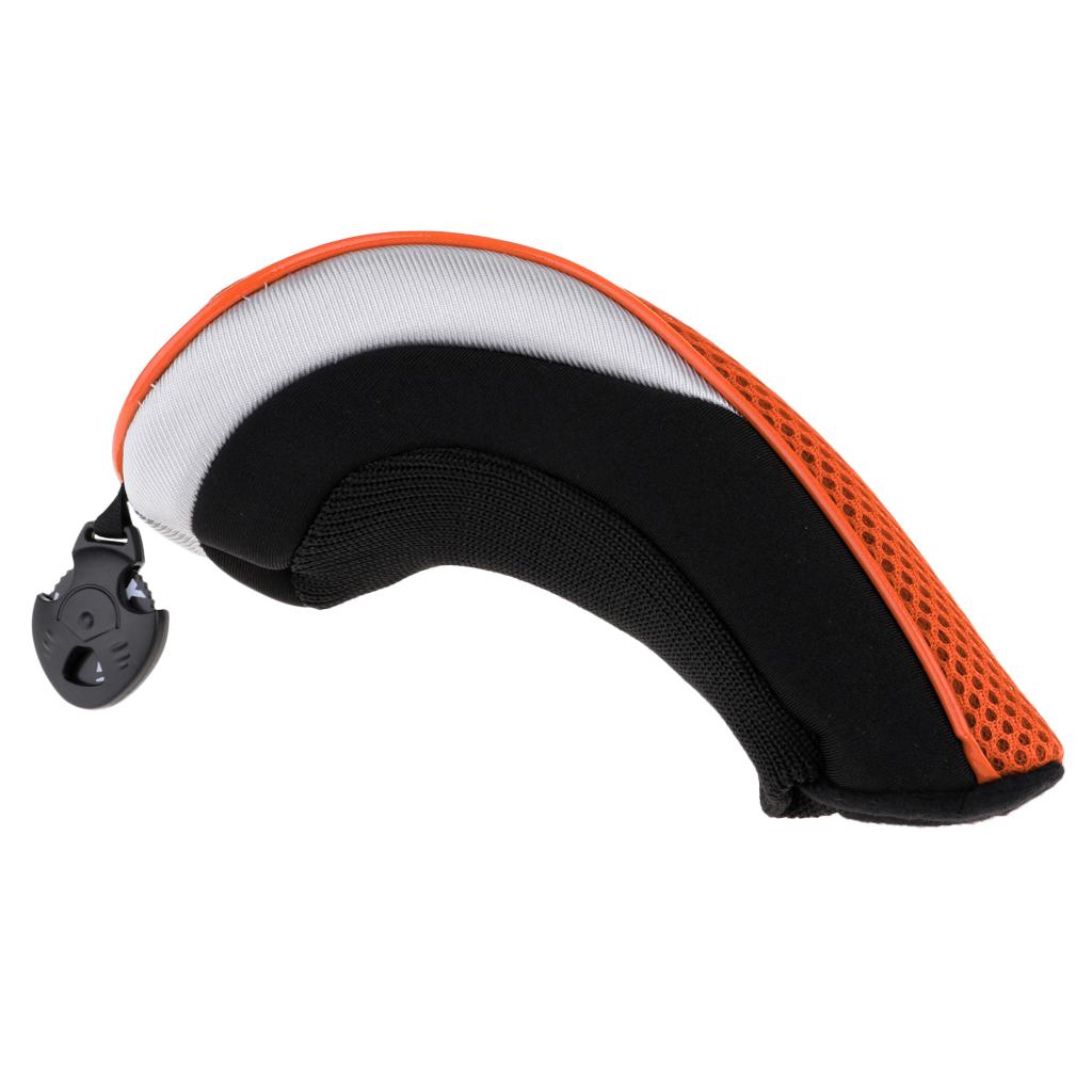 2x Golf Hybrid UT Club Head Cover Headcover with Number Tag Orange + Yellow