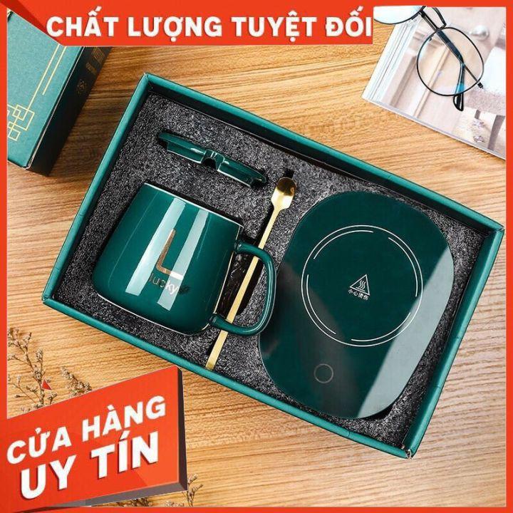 Bộ Máy Làm Hâm Nóng Sữa Đồ Uống Tiện Lợi Kèm Cốc Sứ Lucky Phong Cách Hoàng Gia Siêu Sang