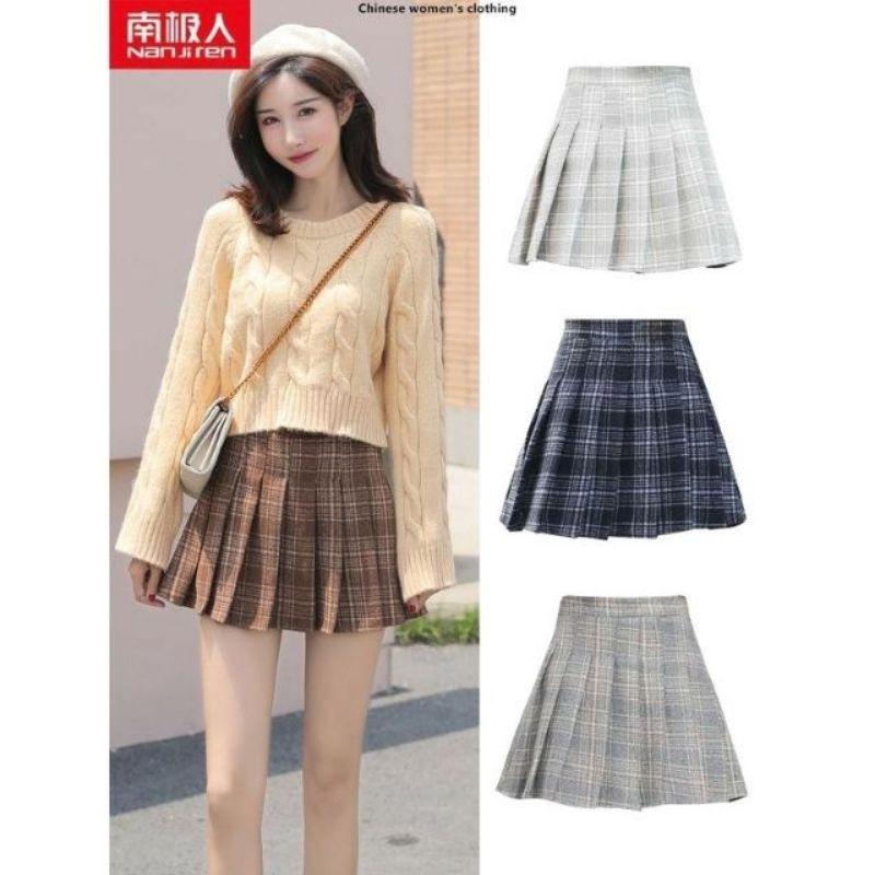 Chân váy dạ xếp ly trong có quần C043