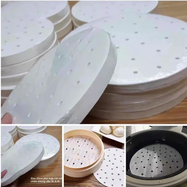Giấy Nến Lót Nồi Chiên Không Dầu Set 100 Cái Chịu Nhiệt Cao Nướng Thực Phẩm Nướng Bánh Thấm Dầu Đa Năng Tiện