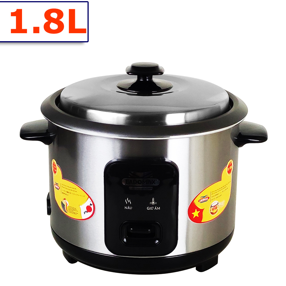 Nồi cơm điện nắp rời 1.8L Ladomax HA-7118 lòng nhôm chống dính, dùng cho 4 - 6 người ăn - Hàng chính hãng