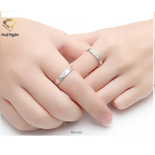 Nhẫn đôi bạc 925 Huệ Ngân - Một nửa yêu thương RR1153