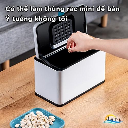 Thùng Rác Treo Tủ Bếp Mini Để Bàn Có Nắp Đậy Thông Minh Inox Cao Cấp Khử Mùi Than Hoạt Tính CCKO