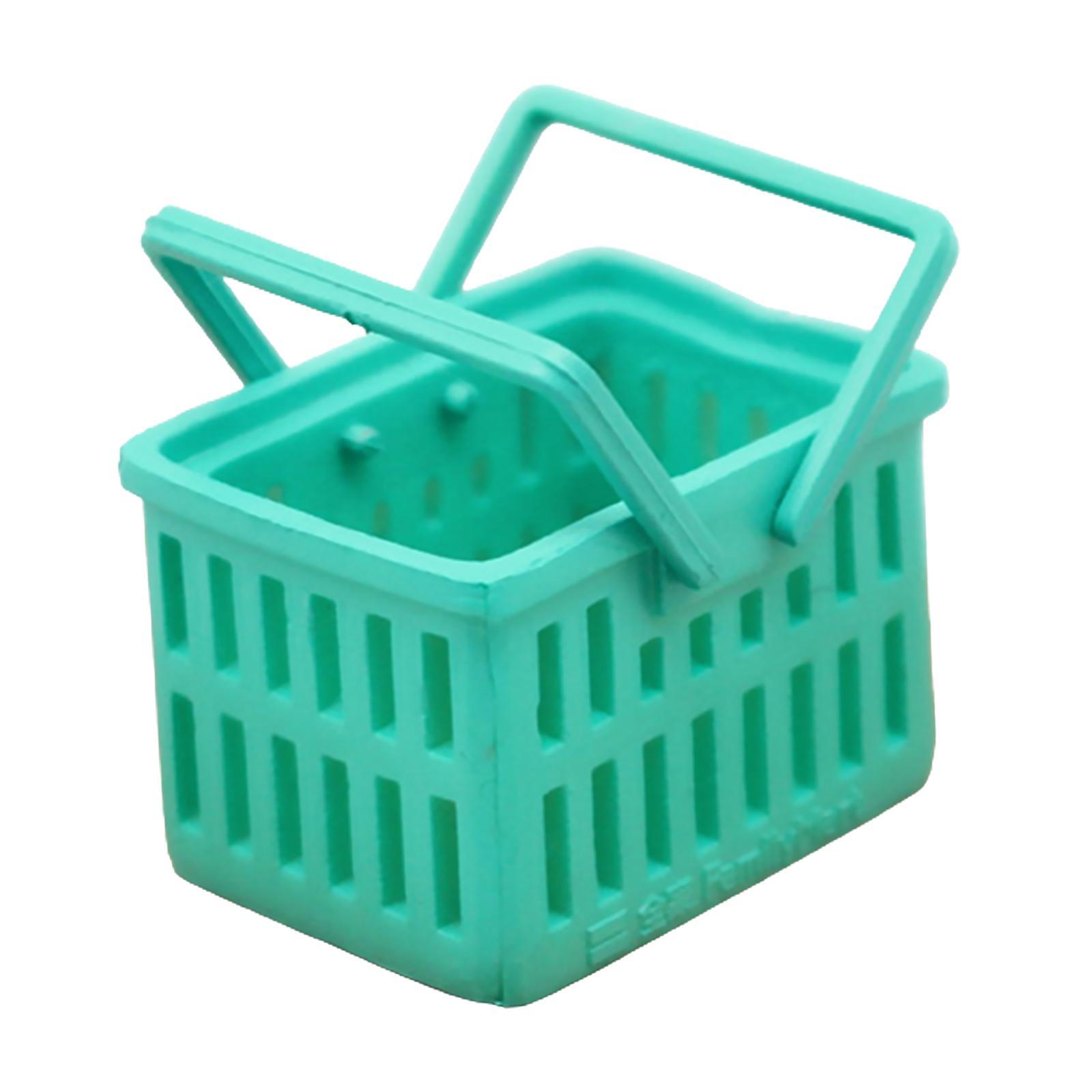 Dollhouse Miniature Shopping Baskets Mini Supermarket Basket Model for Green