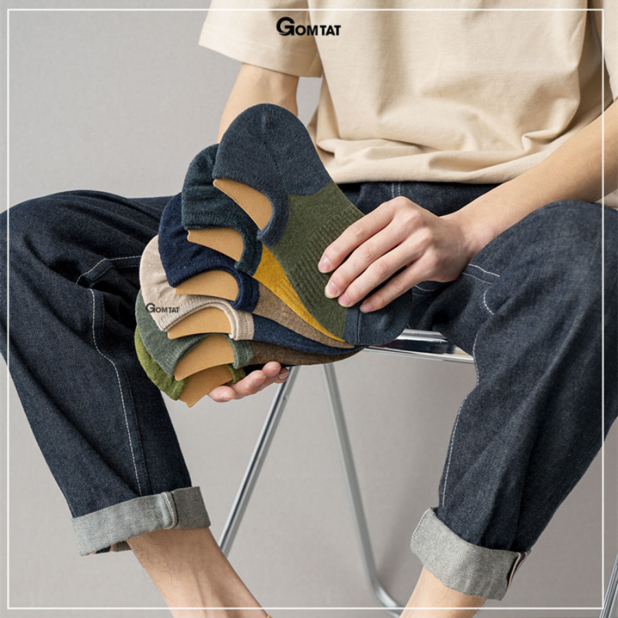 Vớ Nam Cổ Ngắn Cotton Cao Cấp [Set 7 Đôi] , Tất Nam Cổ Thấp Có Đệm Cao Su Chống Tuột Gót Chân