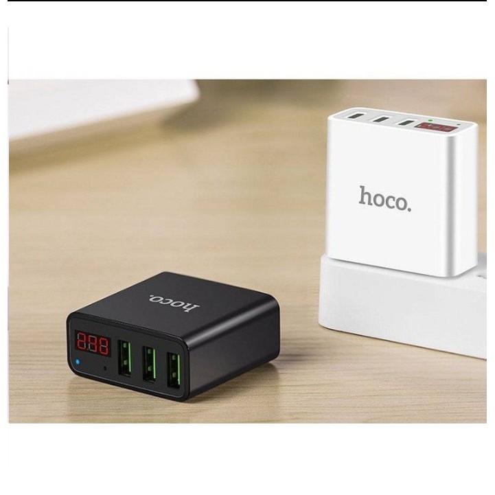 Cốc sạc Hoco C15 3 cổng USB,màn led báo điện áp - Hàng Chính Hãng