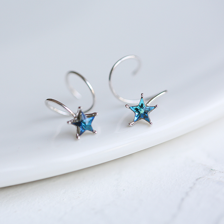Bông tai lò xo khuyên tai mix ngôi sao xanh