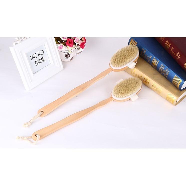 ️FREE SHIP️ Bàn chải da khô và ướt Chính hãng 100% Skin (Tẩy tế bào chết - Massage - Cán dài tháo rời 40cm) FS1167