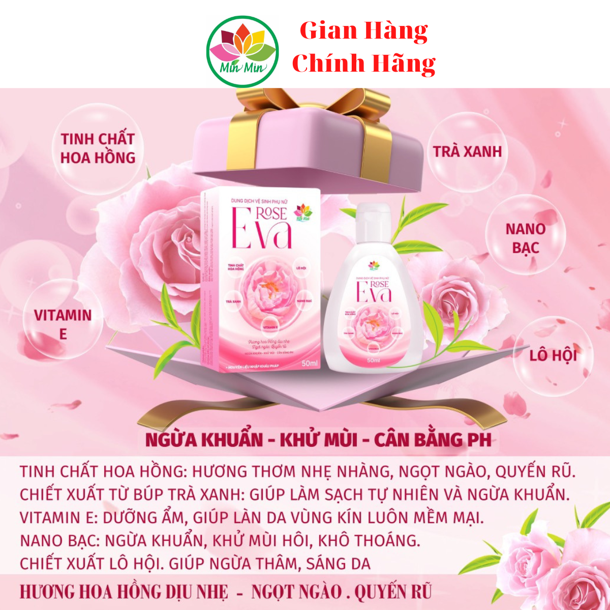 Dung Dịch Vệ Sinh Phụ Nữ Eva Rose Min Min (1 Lọ 50Ml)