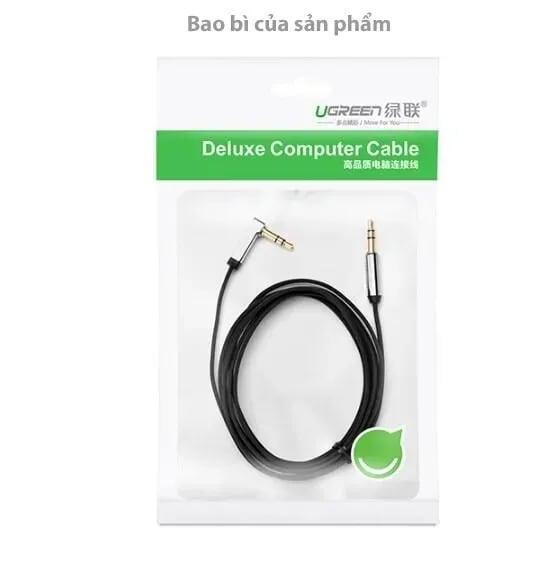 Ugreen UG10760AV119TK 3M Trắng Cáp âm thanh 2 đầu 3.5mm dương chữ L dây dẹt - HÀNG CHÍNH HÃNG