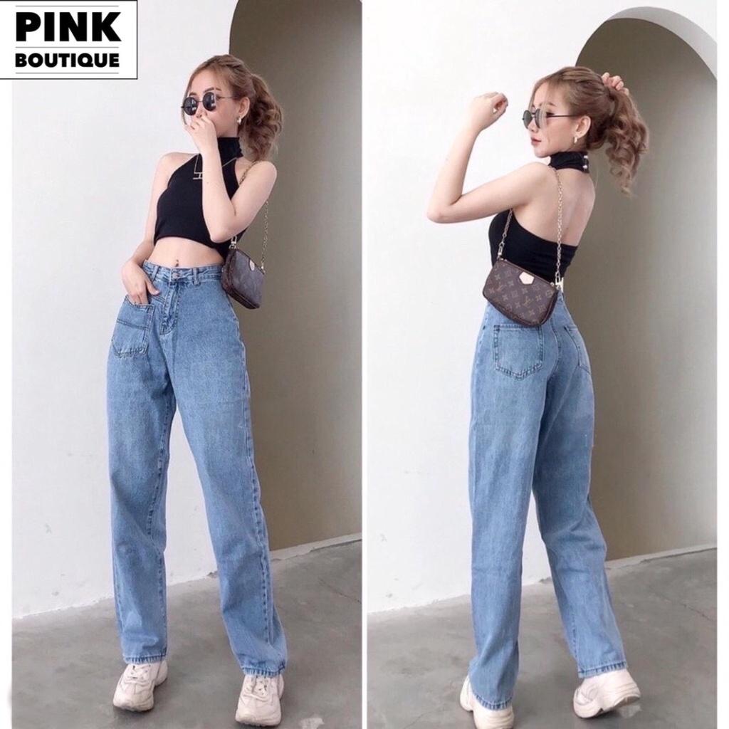 Quần Jean Nữ Ống Đứng Quần Bò Suông Nữ Ống Rộng Cạp Cao UlzzangTúi Trước Dày Dặn PINK BOUTQUE