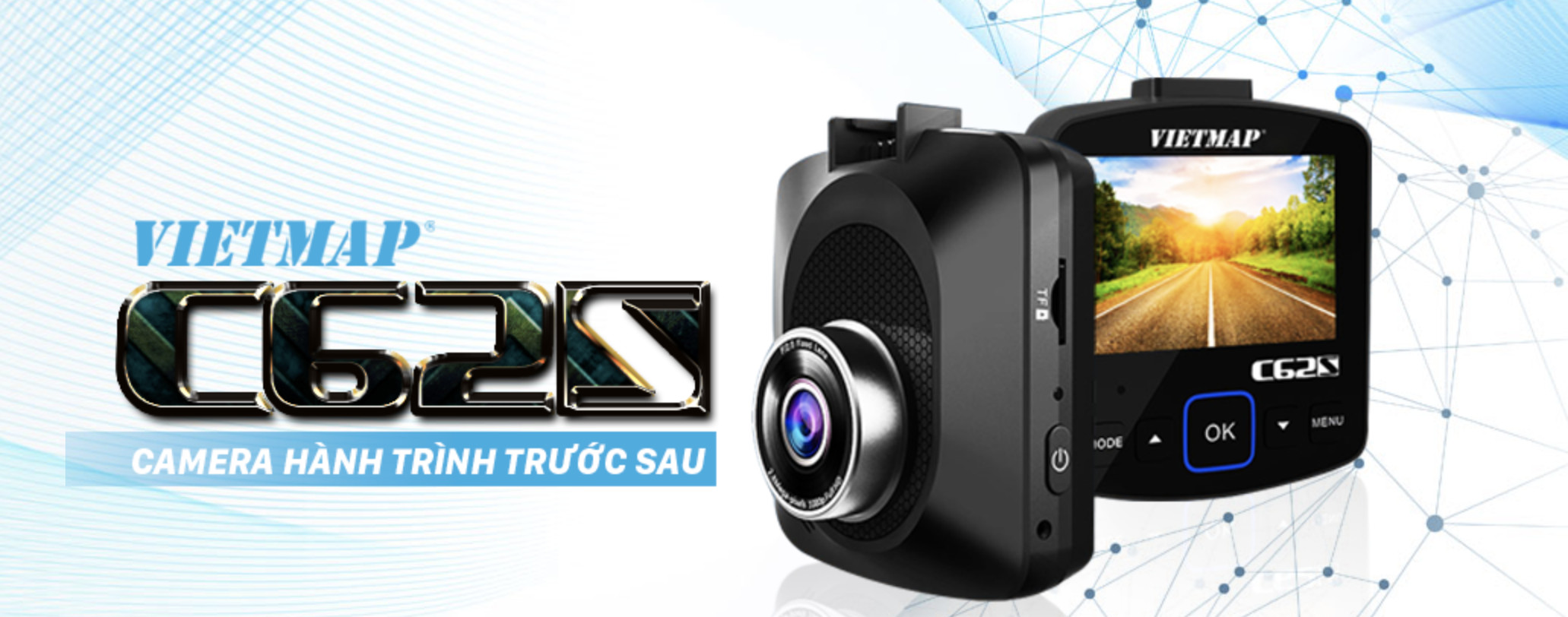 Camera Hành Trình Ô tô VietMap C62S độ phân giải Ultra HD 4K - Ghi Hình Trước Sau Tích Hợp Cảnh Báo Giao Thông Bằng Giọng Nói + Wifi + Thẻ Nhớ 16GB - Hàng Chính Hãng Công ty