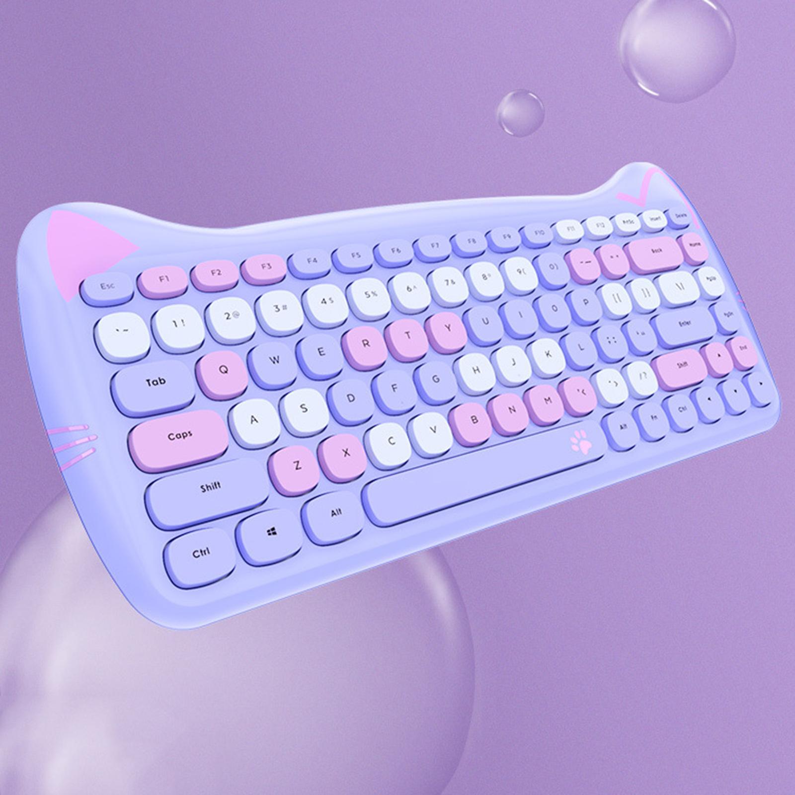 Mini Wireless Keyboard Mouse Set Round Key Multi-Colour Cute Lovely for Girls