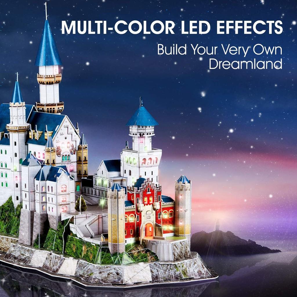 Mô hình giấy 3D - Led lâu đài cổ tích Đức - Neuschwanstein castle