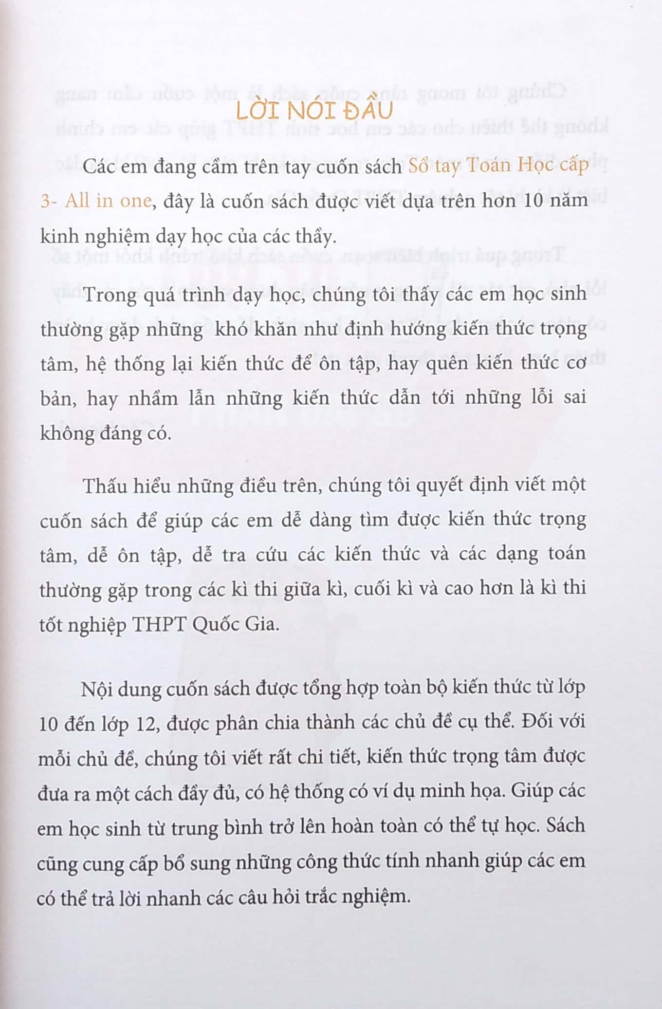 All In One - Sổ Tay Toán Học Cấp 3