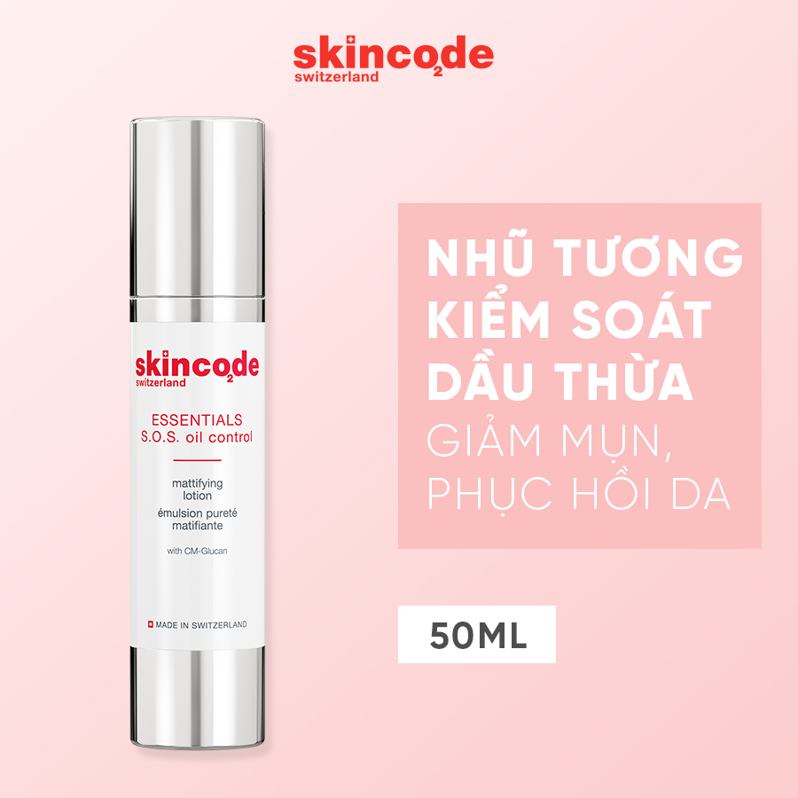 Nhũ tương cân bằng dầu, giảm mụn Skincode Essentials S.O.S Oil Control Mattifying Lotion 50ml - MS 1702