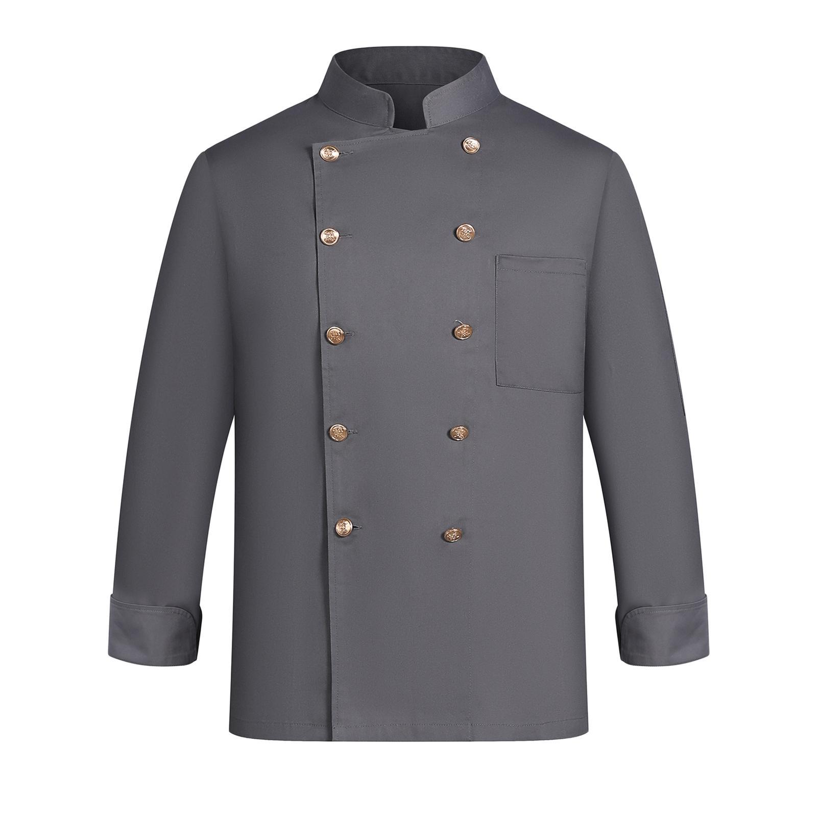 Chef Jacket Waiter Gray Wear Resistant Chef Coat for Kitchen