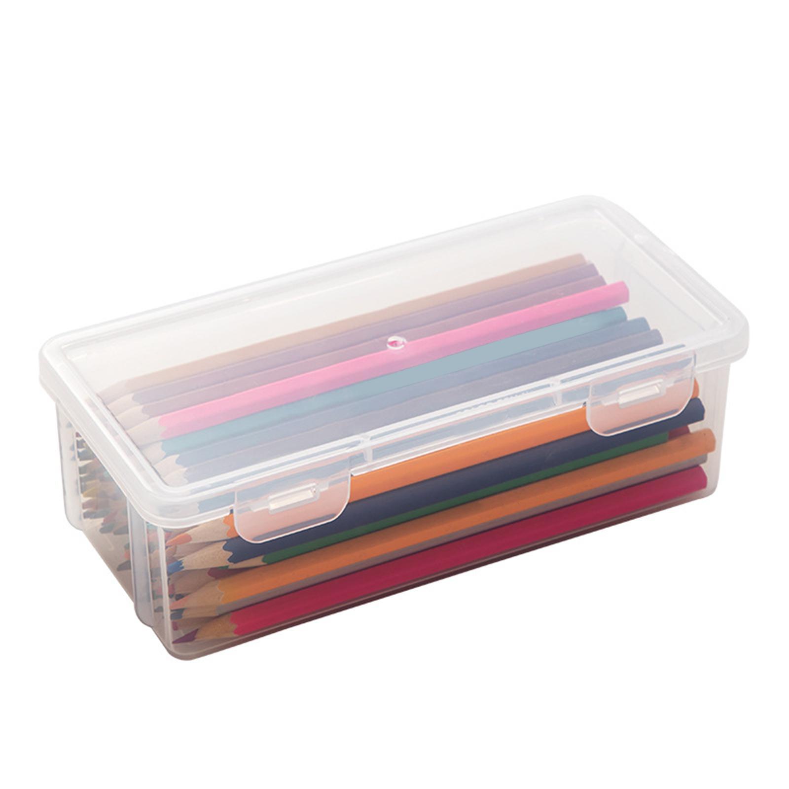 Dustproof Storage Box Clear with Lid, PP Multipurpose Portable Countertop Stackable Holder Organizer Case, for Office Supplies