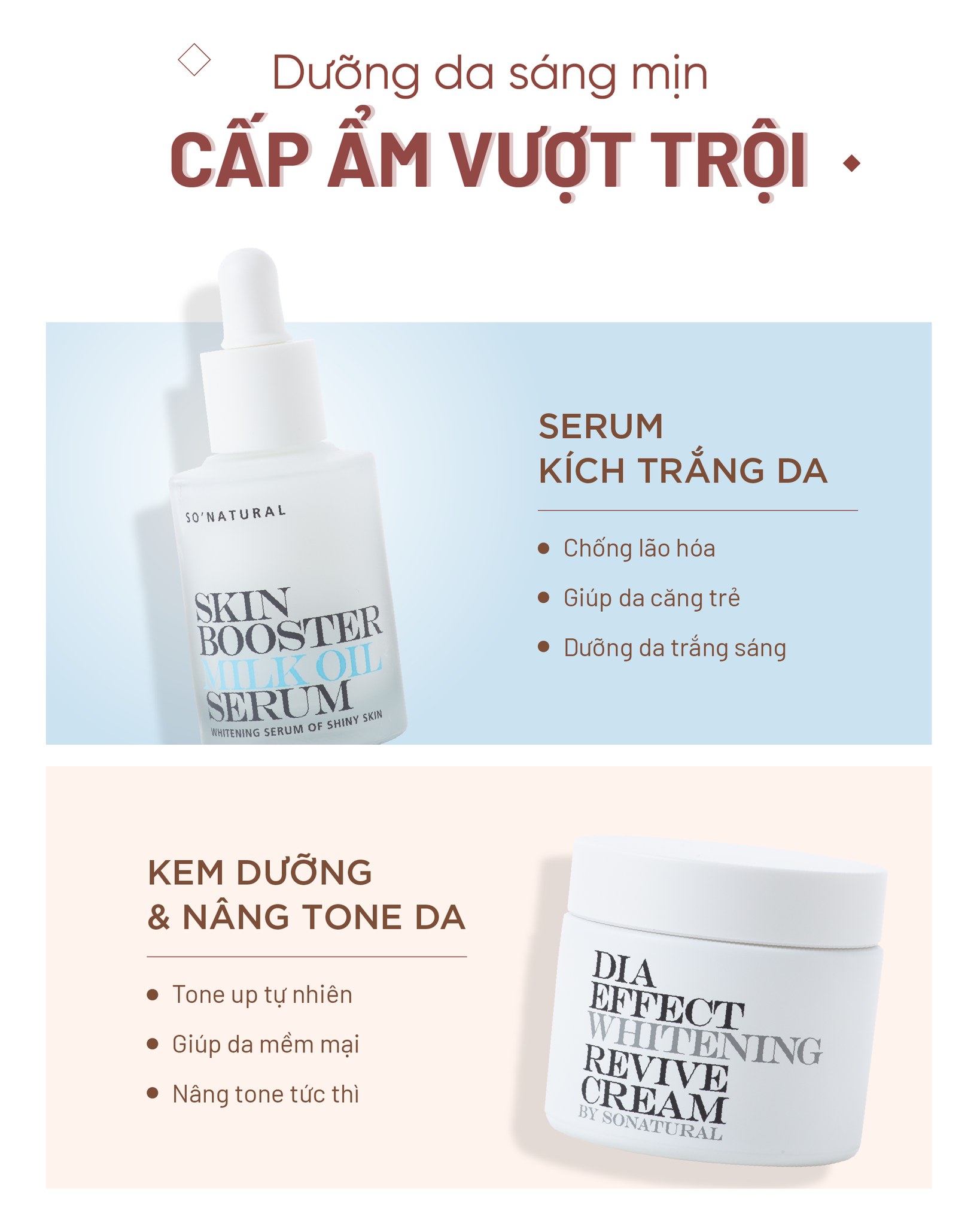 Kem Dưỡng Da Nâng Tone Ngày Đêm Dia Effect Whitening Revive Cream So Natural Hàn Quốc