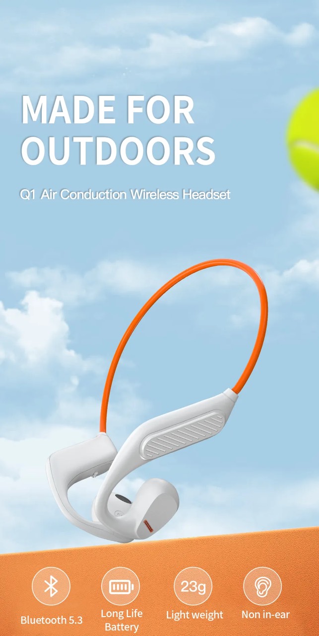 Tai nghe Wiwu Q1 Air Conduction Wireless Headset dành cho các thiết bị có bluetooth, pin tuổi thọ cao, chống nước và nhẹ - Hàng chính hãng