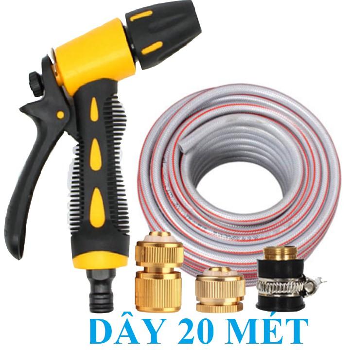 Bộ dây vòi xịt bơm nước tưới rửa , tăng áp 3 lần, loại 20m 206236 đầu đồng,cút đồng,+ mở chai