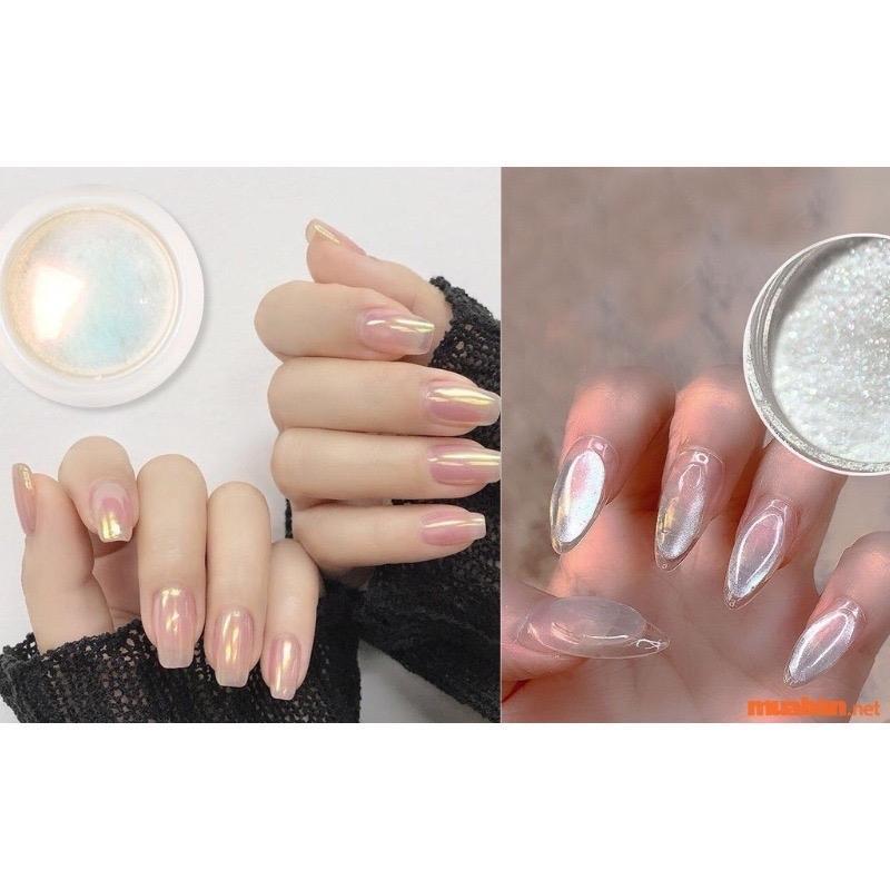 Tráng Gương Ngọc Trai Siêu Sáng Tặng Kèm Cọ Chà Tráng Gương Làm Nail, Nhũ Tráng Gương Đa Sắc Ánh Ngọc Trai Trang Trí Móng Nữ Women thạch tráng gương