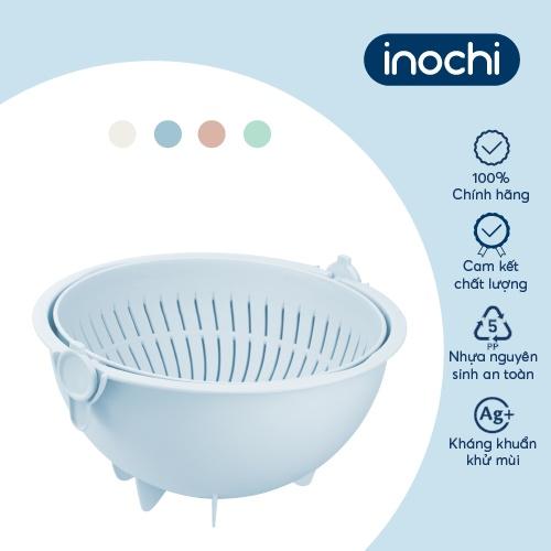 Bộ thau rổ xoay đa năng Inochi - 28 cm màu Hồng/Xanh/Ghi