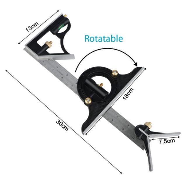Thước Đo Góc 180 Độ Đa Năng _Thước Ke Góc Vuông 45 90 Độ Bằng Hợp Kim Nhôm