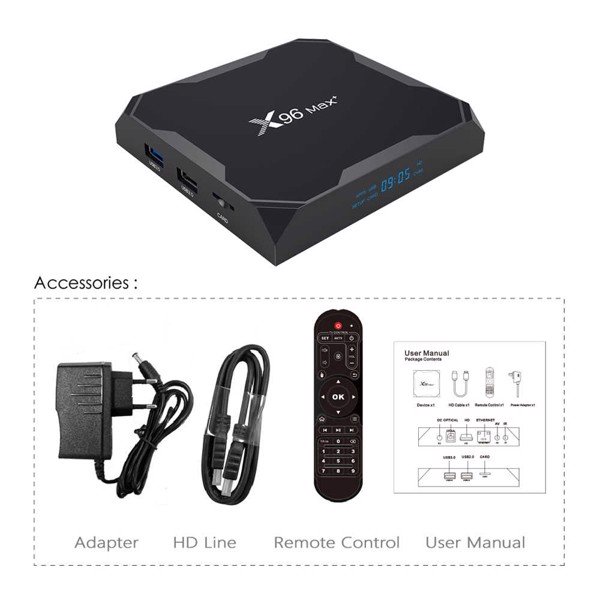 Android Tivi Box X96 Max plus S905 X3 Ram 4G Rom 32G Wifi Kép Có Bluetooth Cài Sẵn Ứng Dụng Xem Phim Hd Và Truyền Hình Cáp - Hàng nhập khẩu