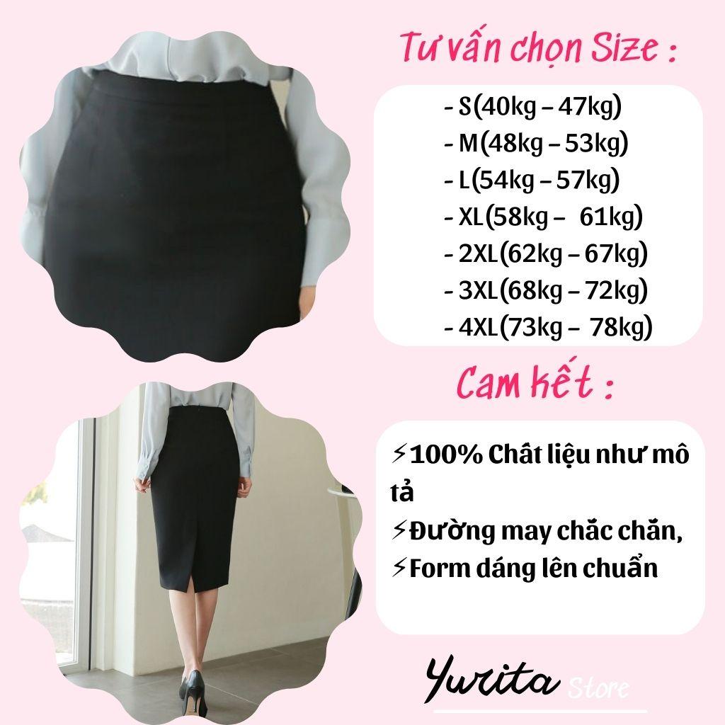 Chân Váy Công Sở Bút Chì YURITA Dáng Dài Qua Gối Màu Đen Lưng Cao Xẻ Sau Đẹp Kiểu Hàn Quốc Vintage Cá Tính MCV008