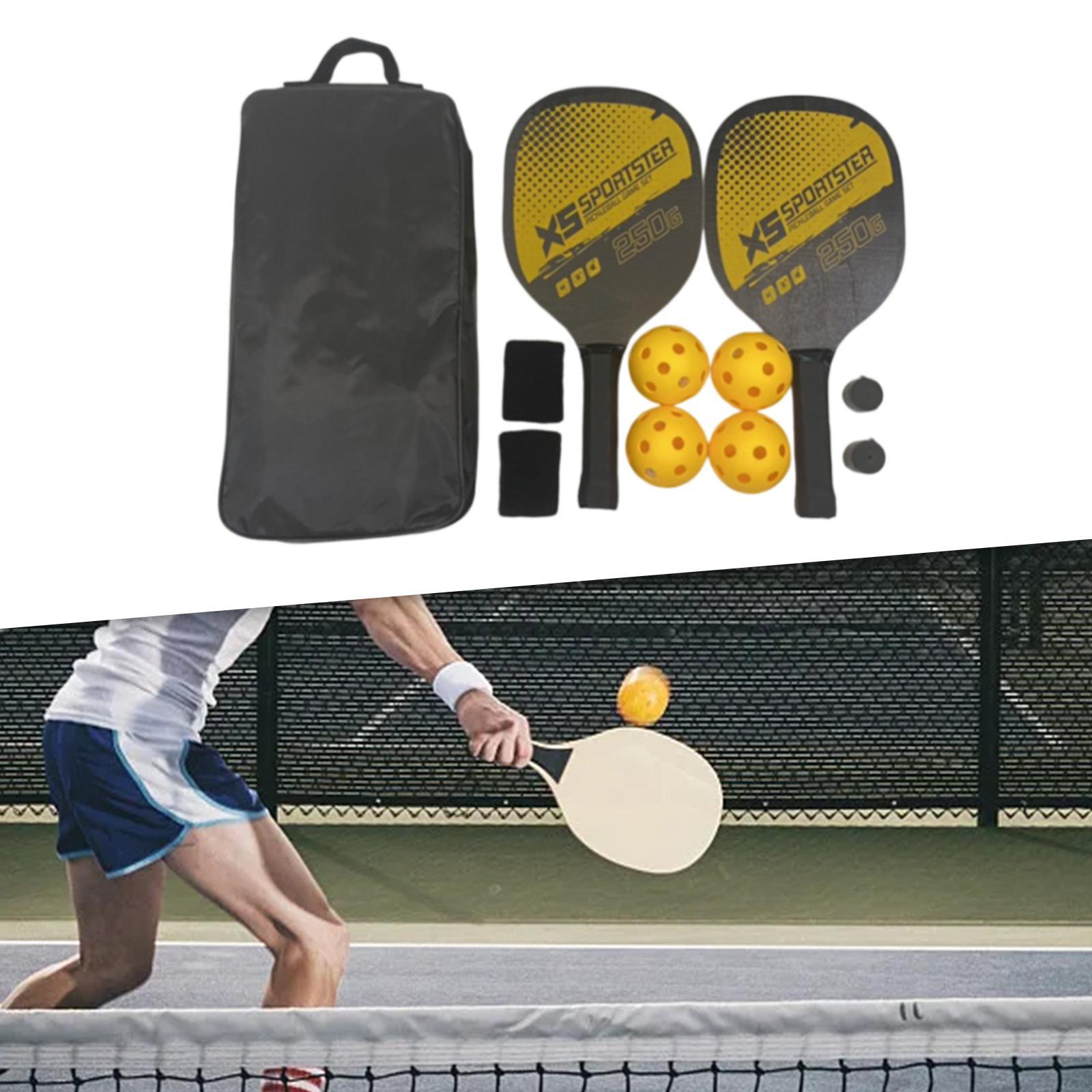 Pickleball Paddles Set 2 Paddles 4 Balls Non Slip Handle 2 Hand Glue 2 Bracers Racquet Pickleball Rackets for Player Beginner Play