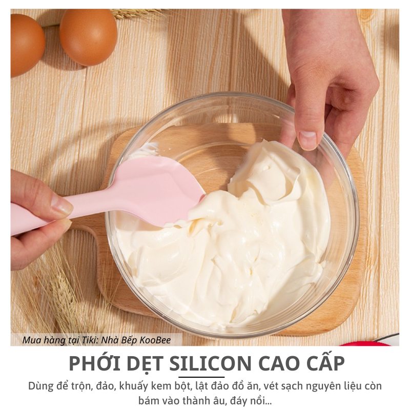 Phới trộn bột spatula silicon chịu nhiệt, đúc liền dùng để đánh bột, vét kem, đảo lật thức ăn KooBee (PKB03)