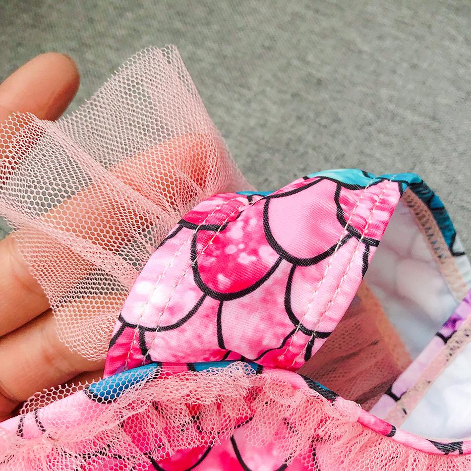 2-7 Y Trẻ Em Cho Bé Gái Nàng Tiên Cá Bơi Mùa Hè 2021 Trẻ Em Xù Một Mảnh Bikini Đồ Bơi In Hình Hở Lưng Bé Gái đi Biển