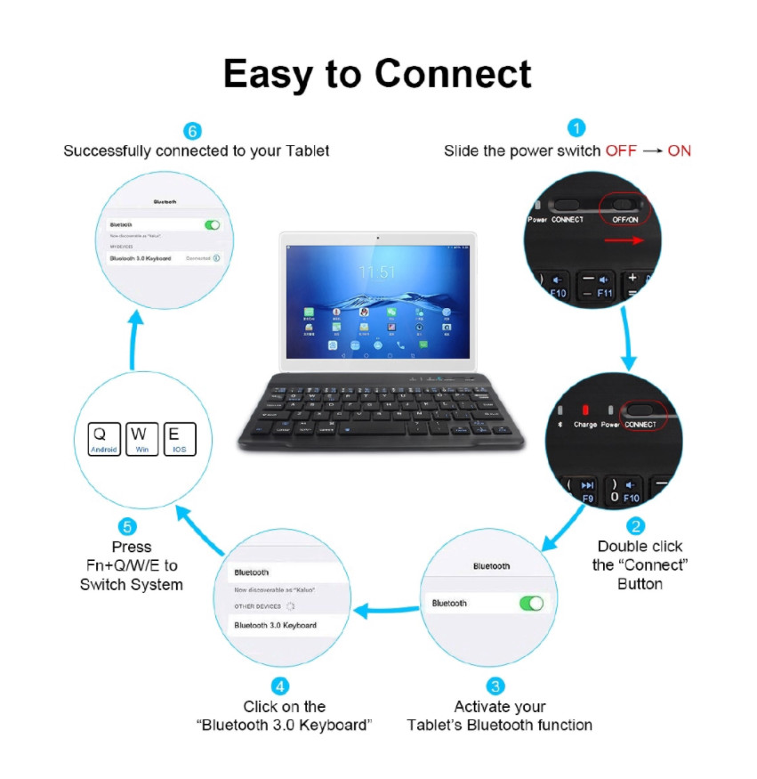 Bàn Phím Không Dây Bluetooth Dùng Được Cho Các Dòng Điện Thoại | Máy Tính Bản | PC IOS Android Windows