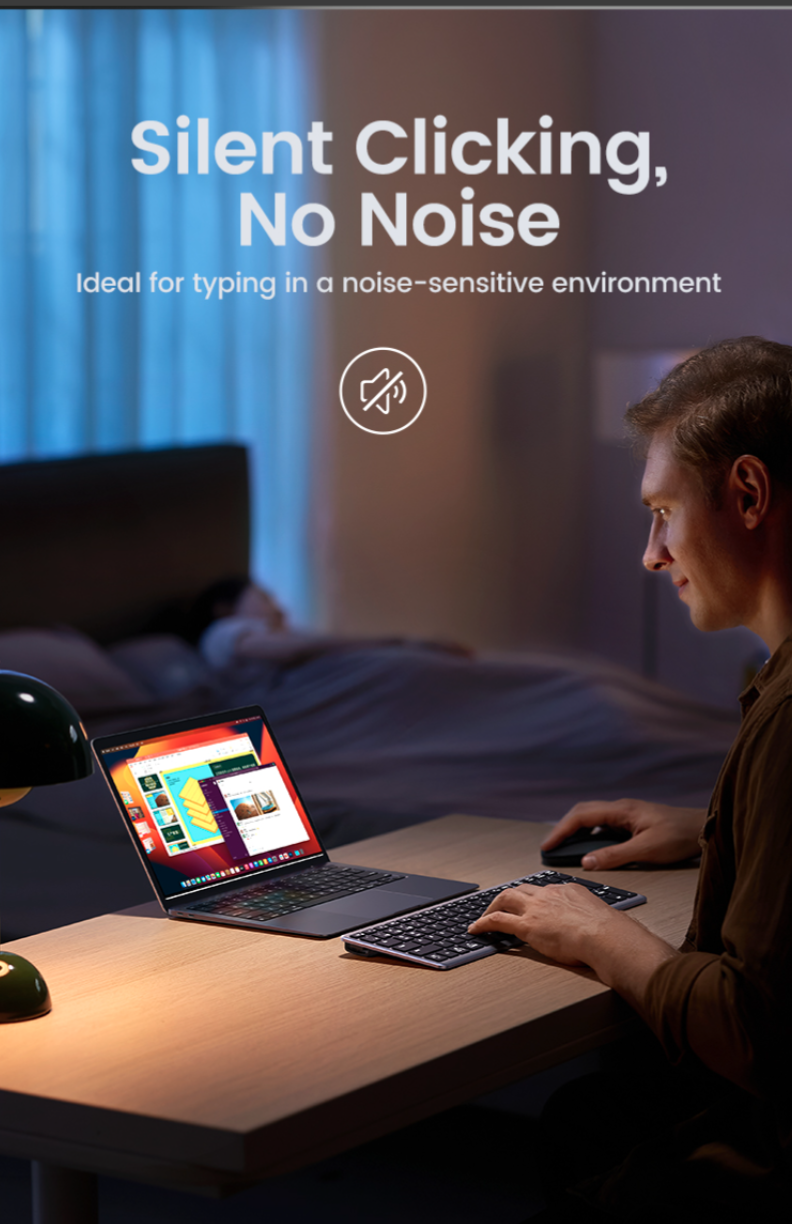 Bàn phím không dây Bluetooth + 2.4Ghz kết nối tối đa 4 thiết bị Ugreen 15258 cao cấp - Hàng chính hãng