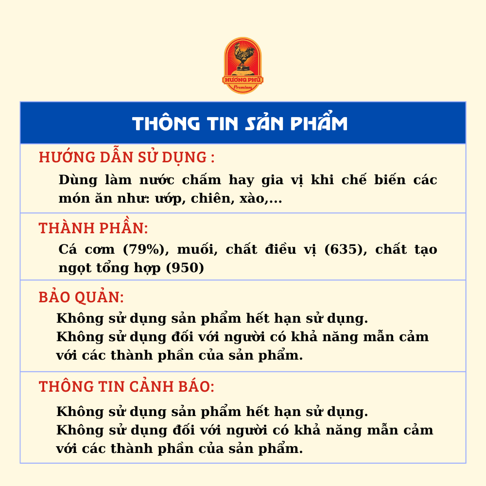 Nước mắm nhĩ cá cơm Hương Phú 40 độ đạm 510ml - truyền thống, thơm ngon chuẩn vị, loại đặc biệt