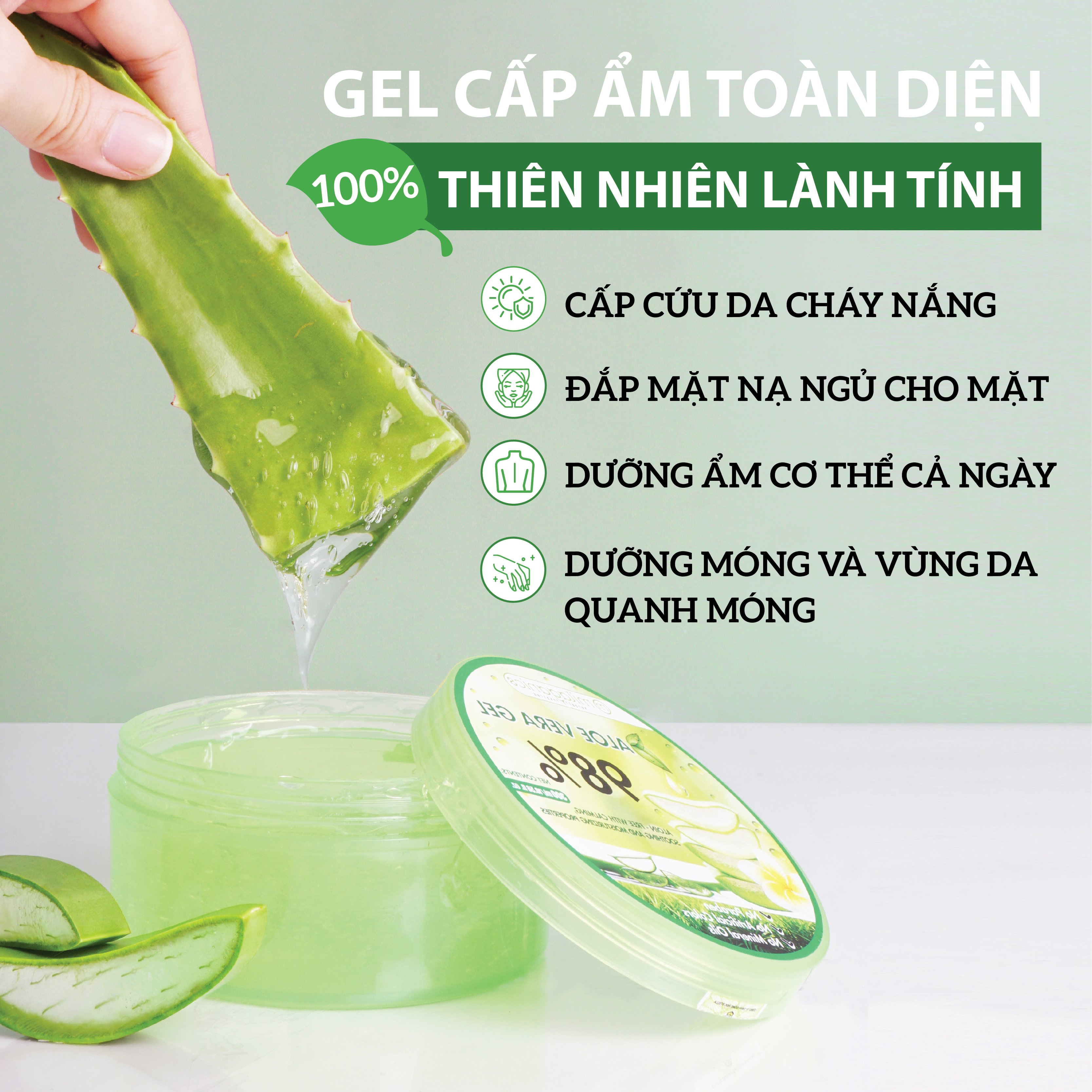 Gel Nha Đam Dưỡng Ẩm Đa Năng &amp; Làm Mềm Da Từ Nha Đam Tươi MILAGANICS 180gr (Tuýp)