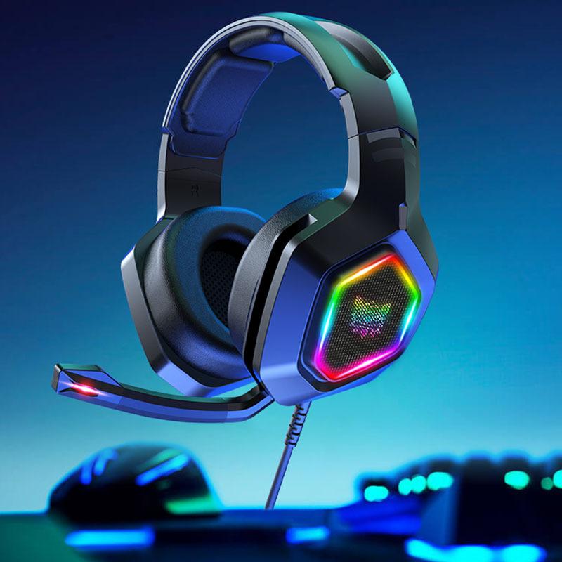 RGB LED Gaming Tai Nghe Cho Máy Tính PS4 PS5 Trên Tai Game Thủ Tai Nghe Có Micro Chống Ồn Điện Thoại Máy Tính Chơi Game Mũ Bảo Hiểm