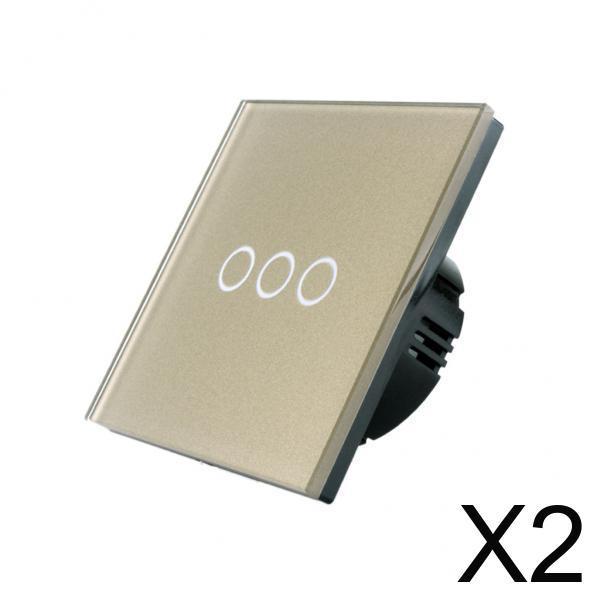 2x3 Gang 1 Way LED Crystal Glass Panel Light EU UK Touch Screen Switch Gold